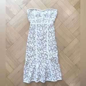 Strapless floral corset knitted dress